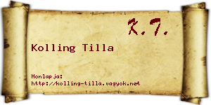 Kolling Tilla névjegykártya